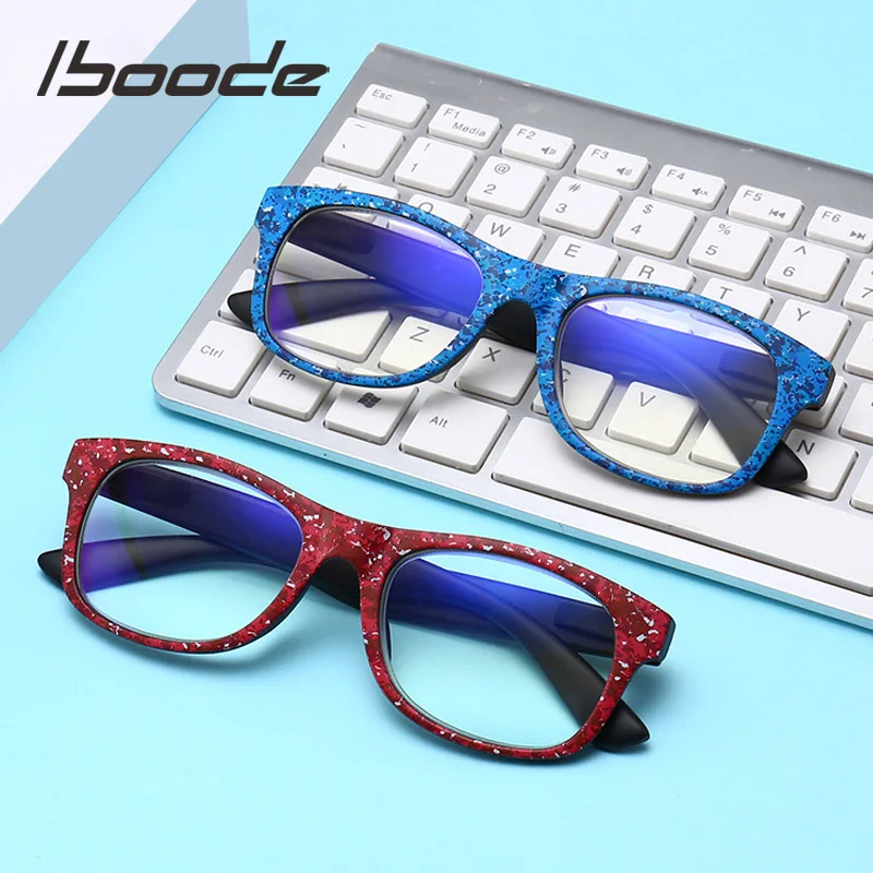 

iboode Fashion Ultralight Anti Blue Light Ray Computer Reading Glasses Men Women Red Blue Camouflage Presbyopic Eyewear Diopters