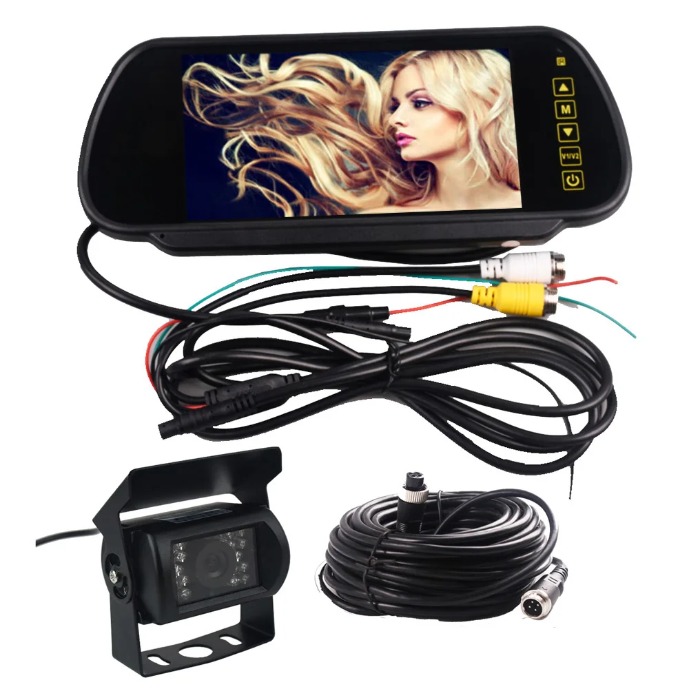 

LED Reverse Camera 7" TFT LCD Monitor F Truck Bus Parking Assistance Monitors S DC 12V/24V Folding Car Monitors