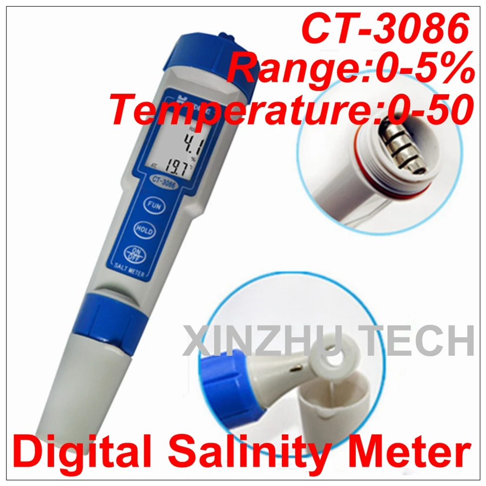 

CT-3086 Electronic Salinity PH Meter High Precision Digital PH Tester Pen Salinometer Temperature 0-50 Degrees Range 0-5%