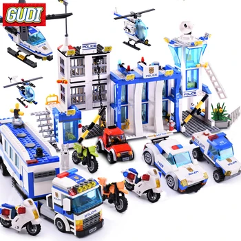 City police series building blocks helicopter figures block assembly building toys DIY bricks educational children's toys gift