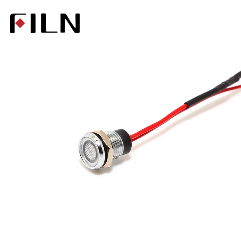 FILN 8mm FL1M-8FW-3 red yellow blue green white 6v 12v 110v 24v 220v led metal pilot lamp with 20cm cable