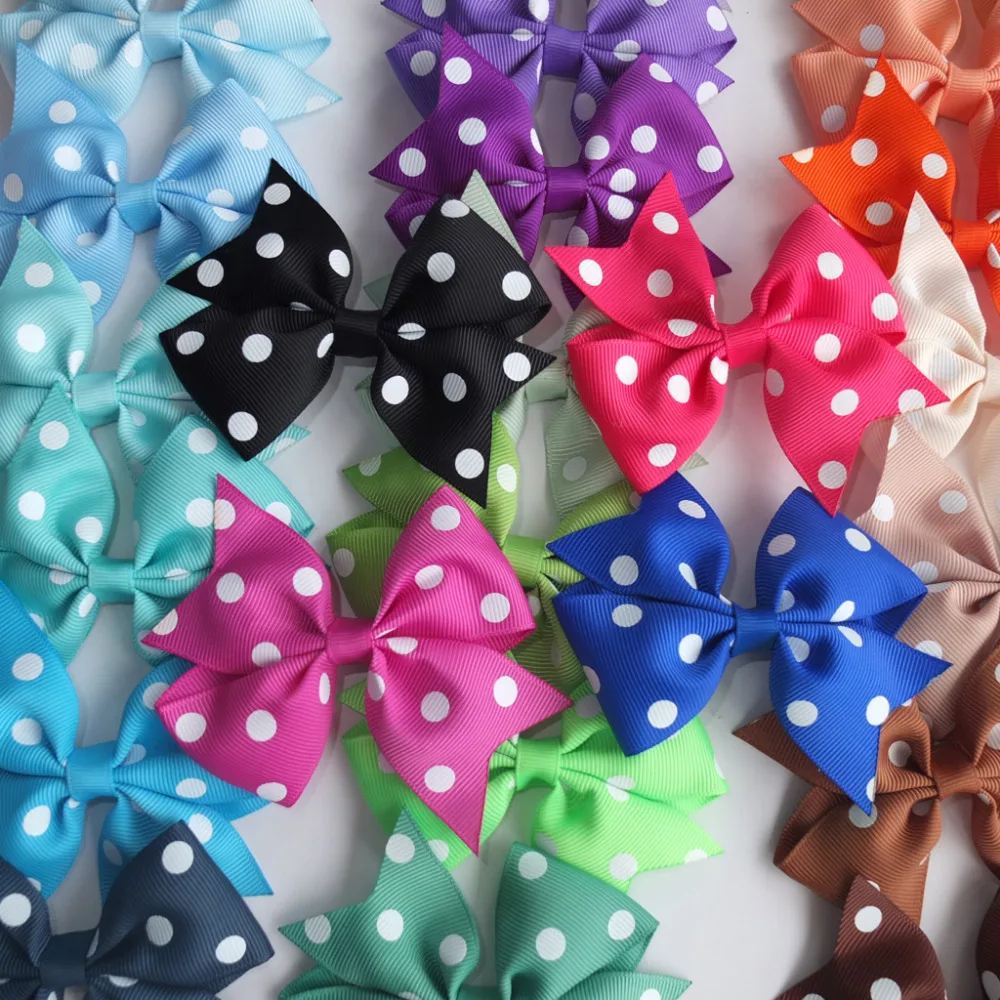 

3.5 Inch Polka Dots Hair Bow Clips Mini Boutique Hair Bow Dovetail Bow Hairpins Hairgrips 40 Colors Available