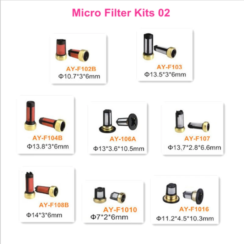 free shipping 120pieces  micro filter for fuel injection wholesales high quality fuel injector filter with 8kinds item