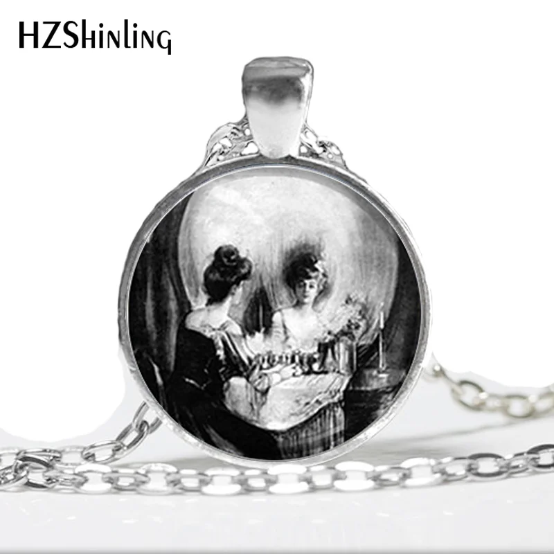 HZ--A379 بالجملة زجاج قبة مجوهرات الجمجمة قلادة الجمجمة مجوهرات الزجاج عقد عنق بحجر مصقول الفن هدية للنساء أو الرجال HZ1 #4