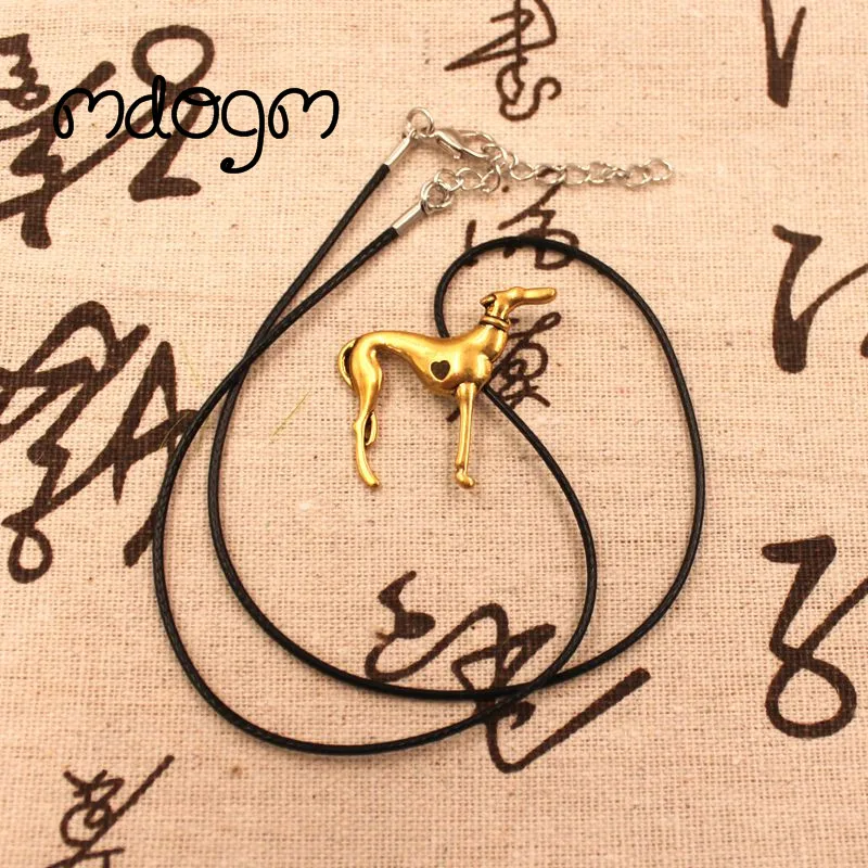 Mdogm Greyhound Necklace Dog Animal Pendant Antique Gold Silver Plated Jewelry For Women Male Female Girls Ladies N137