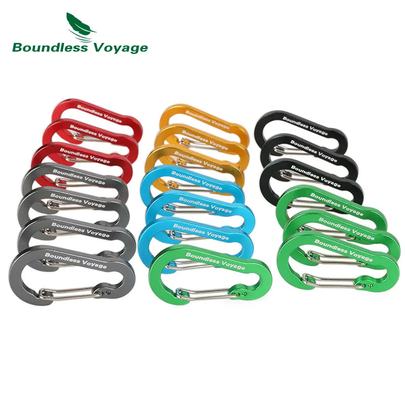 

Boundless Voyage Aluminum Alloy Carabiners Mini Hooks Small Snap Clips Outdoor Camping Clasps Gourd Shape Keychain Buckle