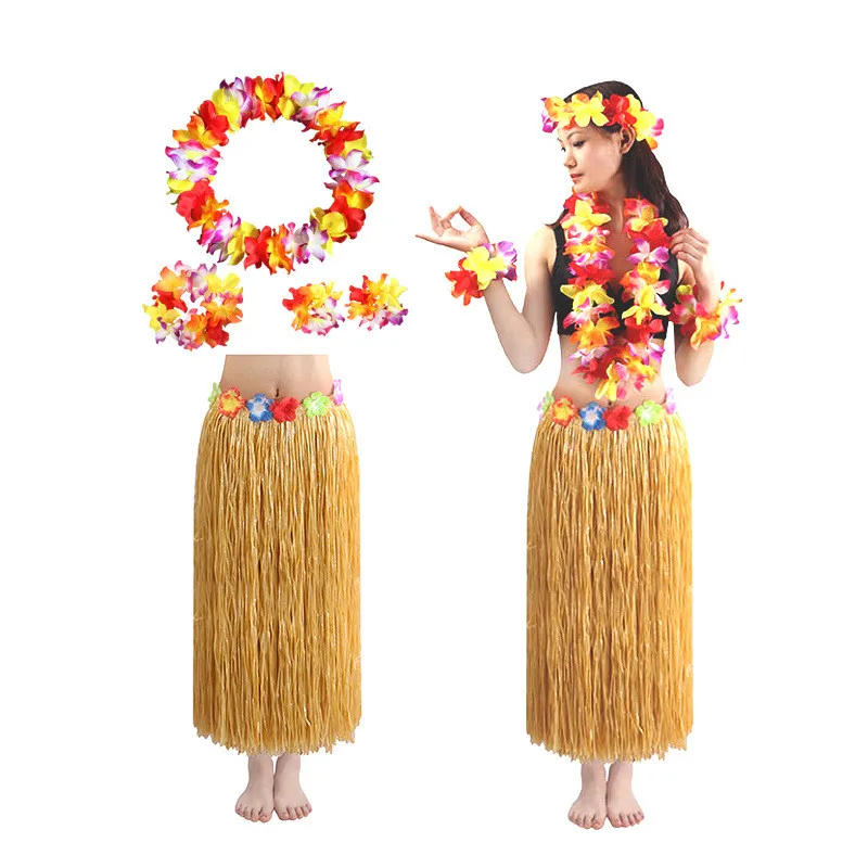 Double Layer Grass Hula Skirts for Girls and Women, Hawaiian Party, Dancing Costume, 17Colors, 60 cm, 80cm, 5Pcs, 6Pcs