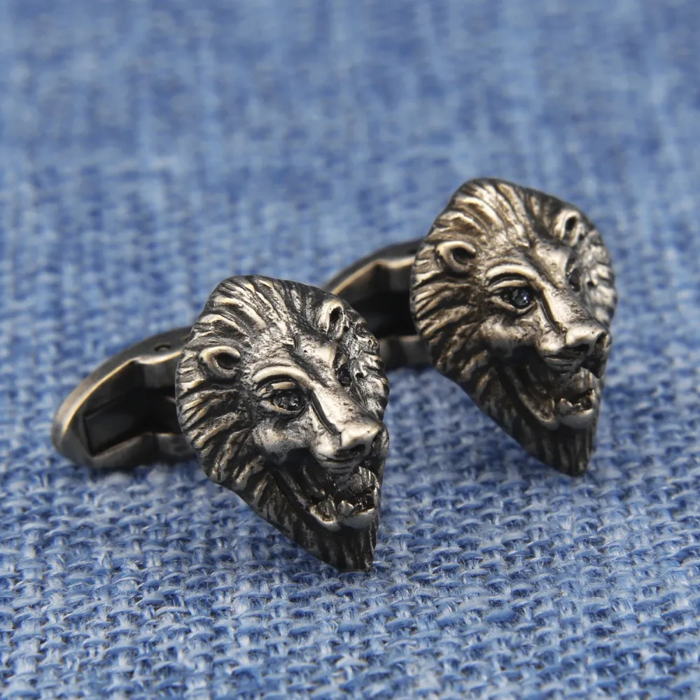 SPARTA Antic Silver Plated 3D The Lion King Headmen's Cuff Links + Free Shipping !!! metal buttons