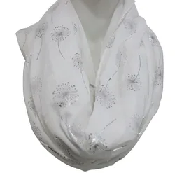 FOXMOTHER 2019 New Fashion White Grey Shiny Bronzing Foil Silver Dandelion Scarf Ring Foulard Femme Hijab Scarves Dropshipping