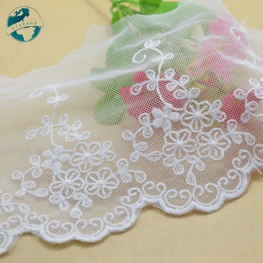 3yards 10cm Width White Embroid Sewing Ribbon Guipure Lace Trim Fabric Warp Knitting DIY Garment Wedding Accessories  #1794