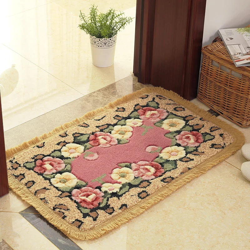 Flower Printing Classic Bathroom Carpet Mat Rug, 1 PCS Anti-Slip Floor Bath Mat Carpet, Bath Carpet Mat Toilet Rug Alfombra