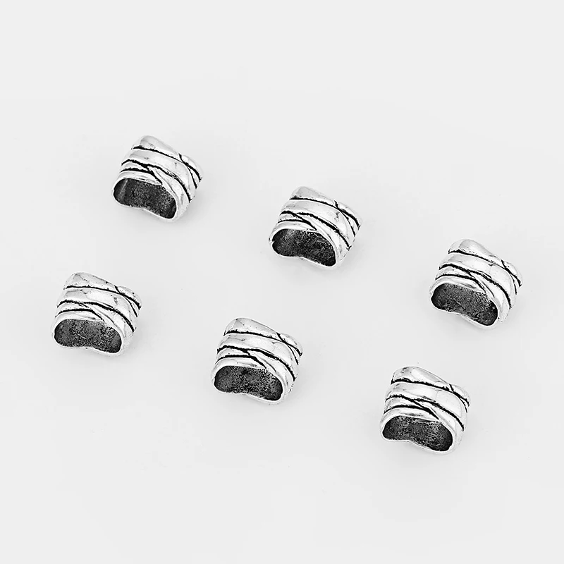 10Pcs Antique Grain Pattern Slider Spacer For 10*6mm Licorice Leather Cord Bracelet Necklace Jewelry Components