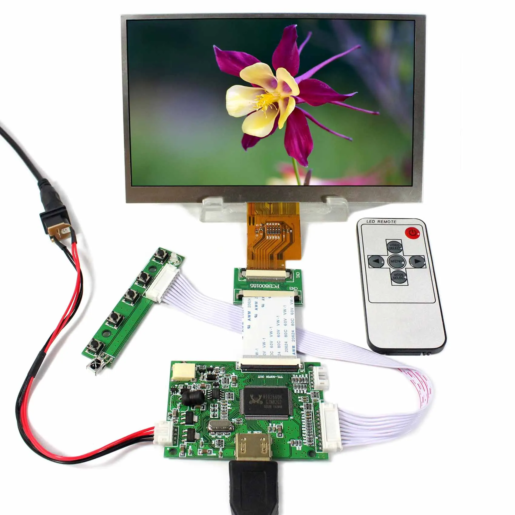 HD MI LCD Controller Board With 7inch 1024x600 AT070TNA2 LCD Screen