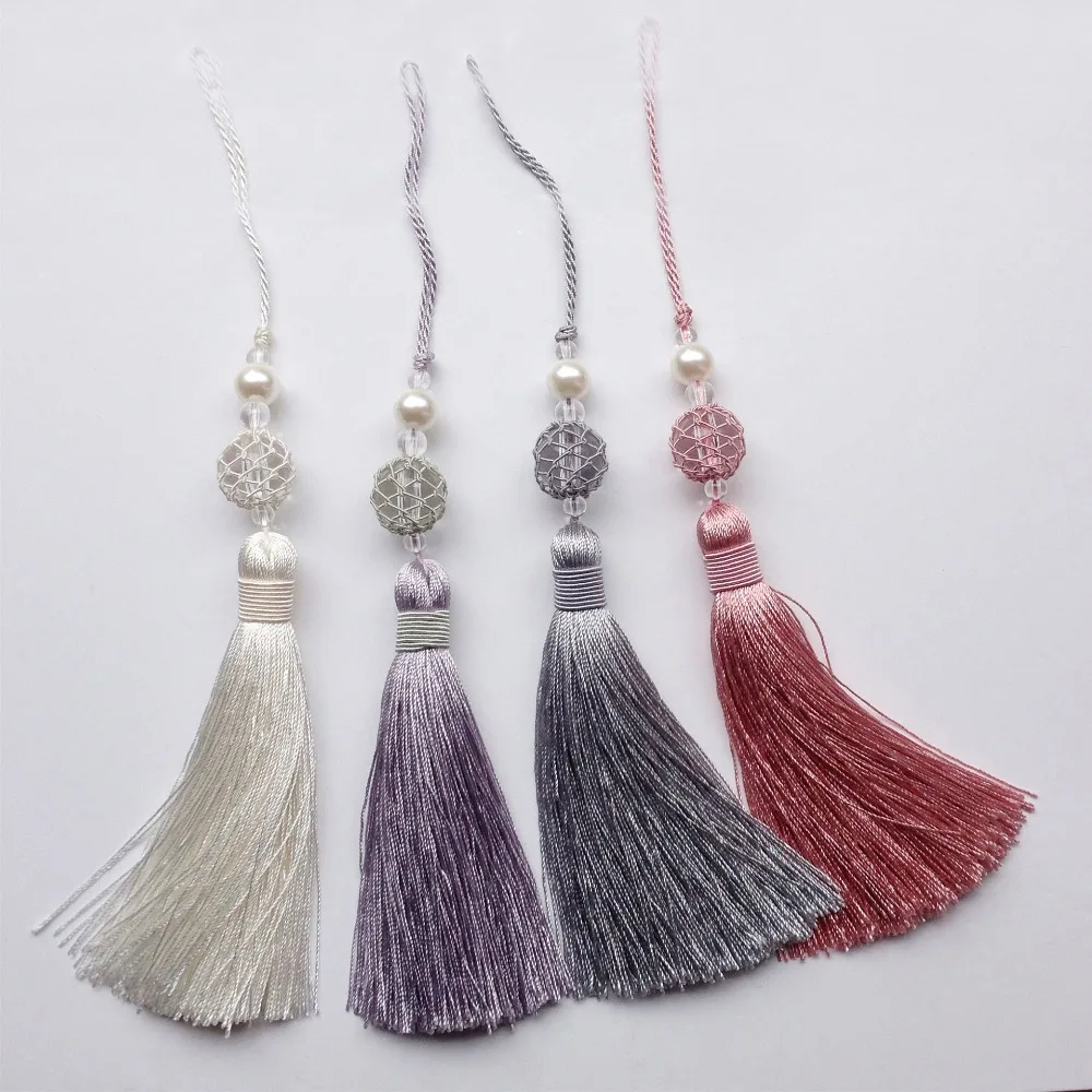 Elegant Fashion Small Viscose Crystal Tassel Drops for Home Textile Doorknob Table Runner Sofa Cover Valance Bag Accessories