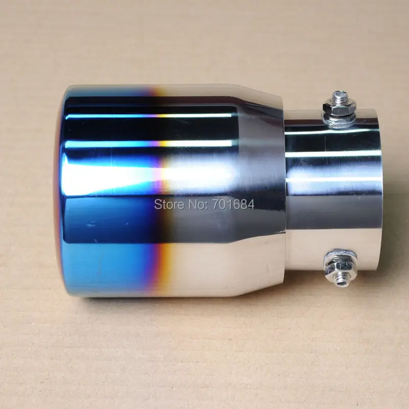 New Car Rollled Slanted Colorful Exhaust Muffler Tail Pipe Tip Inlet 59-75mm [QP1044]