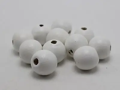 25 White Round Wood Beads 20mm Large Wooden Beads