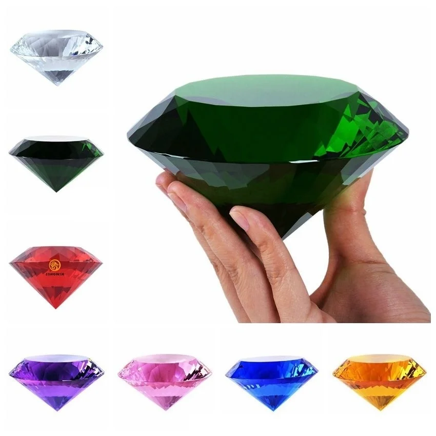 60-100mm Colorful Crystal Glass Diamond Paper Weight Gorgeus  Wedding Decoration  Valentine Gifts