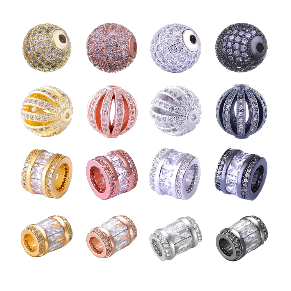 

Juya Handmade Beads Jewelry Beads Supplies DIY Decorative Copper Spacer Charm Beads For Natural Stones Beadwork Jewelry Making