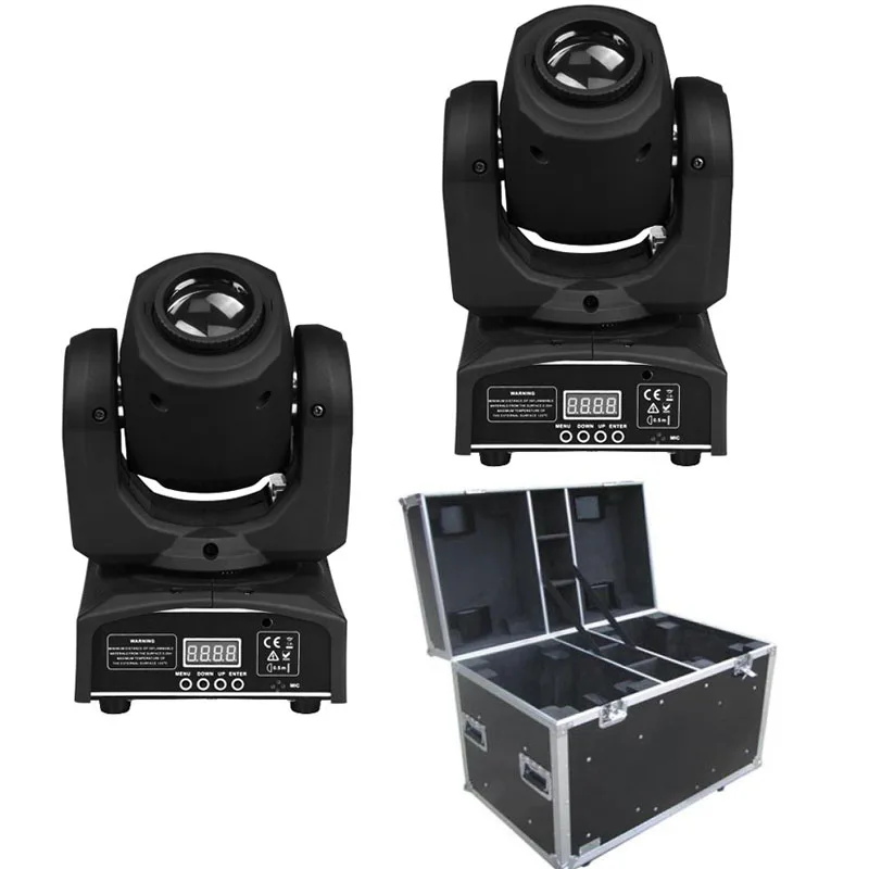 2Pcs/lot Flight Case Packing 30W Mini Moving Head Led Disco Dj Dmx Stage Spot Lamp Gobo Effects 7 colors 7 different spots