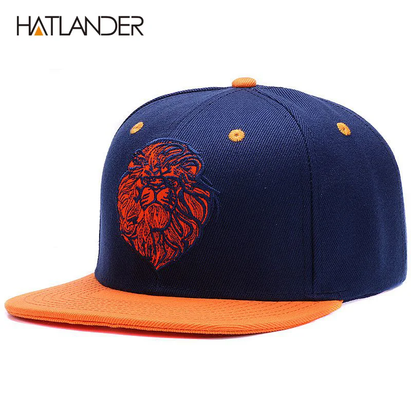 High quality lion face embroidery snapback cap cool king hip hop hat for boys and girls