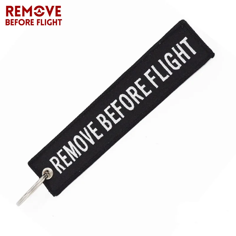 Remove Before Flight Key Chain Chaveiro Red Embroidery Keychain Ring for Aviation Gifts OEM Key Ring Jewelry Luggage Tag Key Fob