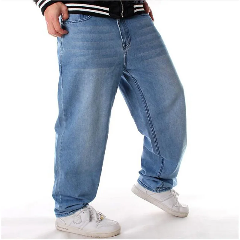 

Fashion Men loose jeans hiphop skateboard jeans baggy pants denim pants hip hop men ad rap jeans Plus size 46