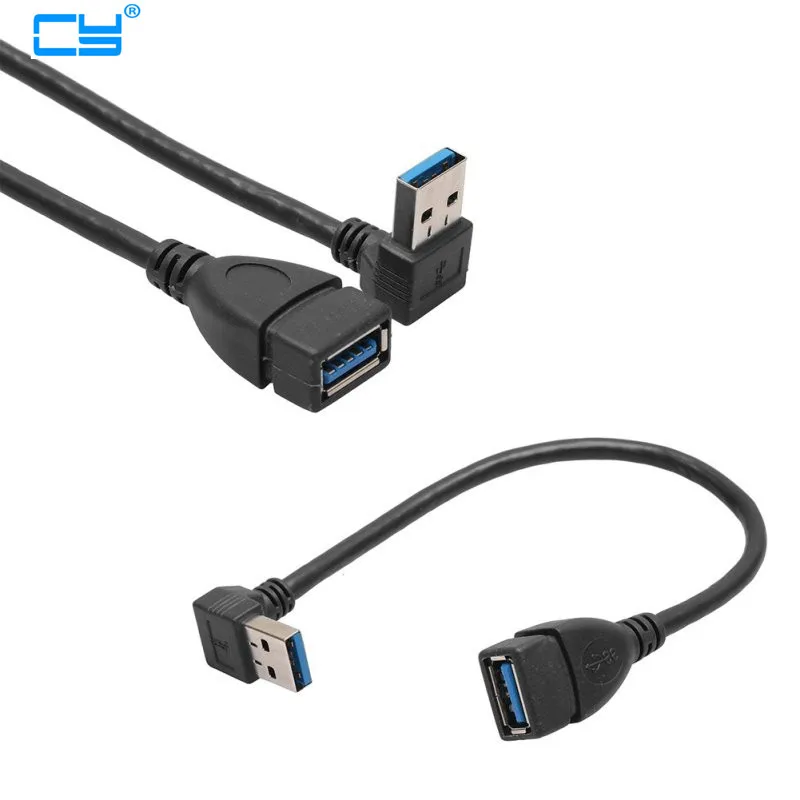 

1Pcs USB Standard 3.0 Right Angle 90 Degree Extension Cable Male to Female Adapter Cord Up To Down Angle cable 15cm