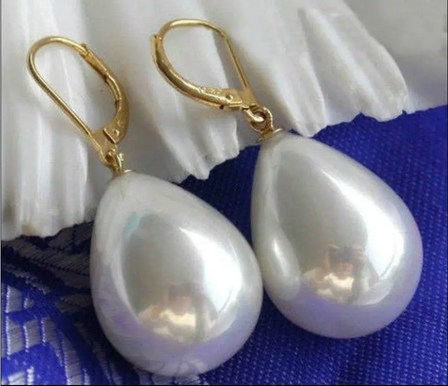 

Charming Natural 12-16 mm White Drip Shell Pearl Earring Dangle Dongguan girl Store free shipping