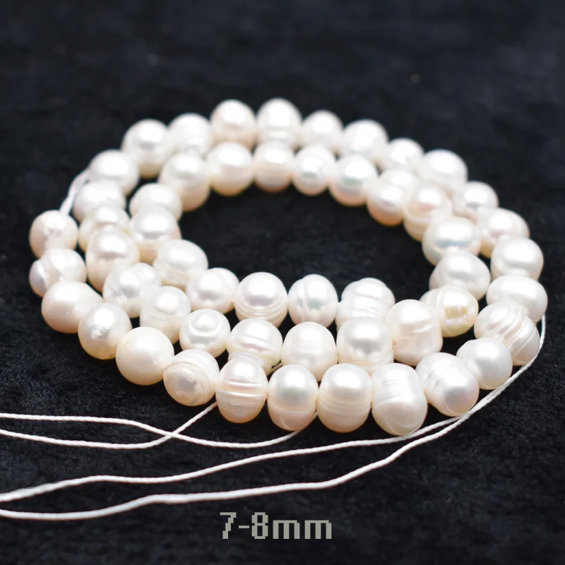 5-6/7-8mm White Freshwater Pearl Baroque Natural Stone Beads Bracelet Jewelry DIY Strand 14\