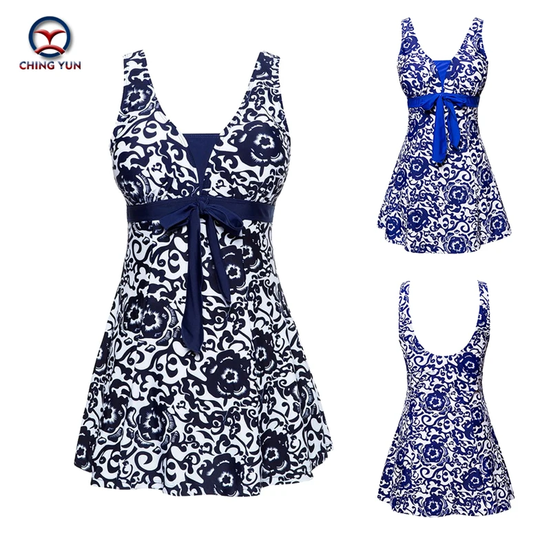 2019 Sexy printing Bare back vest Skirt Swimwear Women One Piece Swimsuit Beachwear Bathing suit Swimwear dress Plus size N9205