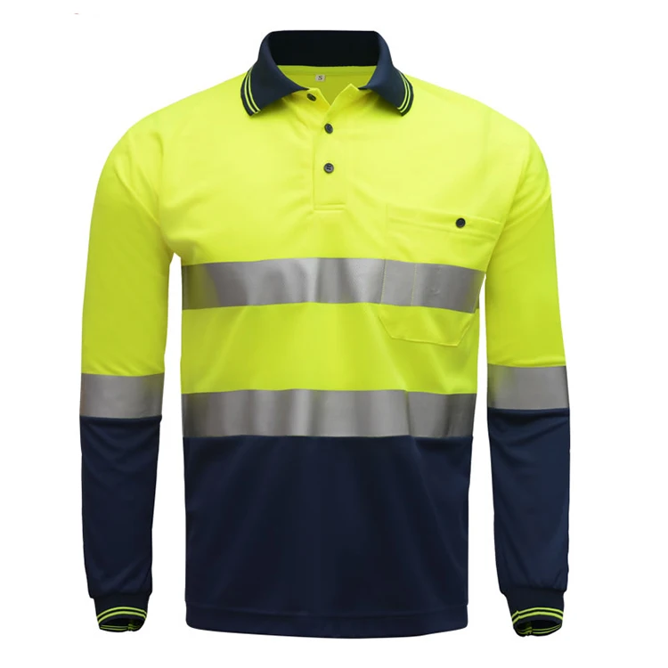 Hi Nl Safety Werk Poloshirt Reflecterende Hoge Zichtbaarheid Polo Werkkleding Shirt Met Lange Mouwen