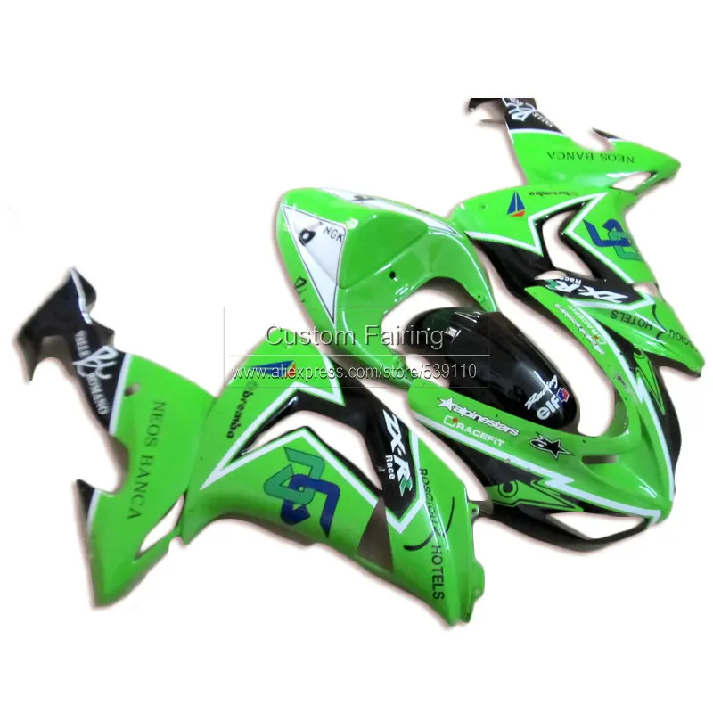 Free Custom Fairing kit for Kawasaki ZX 10R 2006 07 green 2007 06 Ninja zx10r decals black fairing TP59