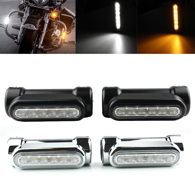 FADUIES Black/Chrome Motorcycle LED Highway Bar Switchback Driving Light/turn signal light For Harley bike Touring Victory