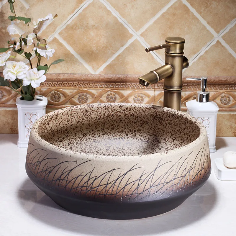 

Europe style chinese wash basin Jingdezhen Art Counter Top ceramic basin sink countertop washbasins