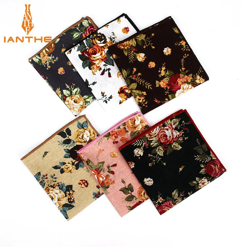 Mannen Suits Linnen Zakdoeken Geweven Bloemen Printing Pocket Plein Zakdoeken mannen Business Casual Vierkante Zakken Hanky Handdoek