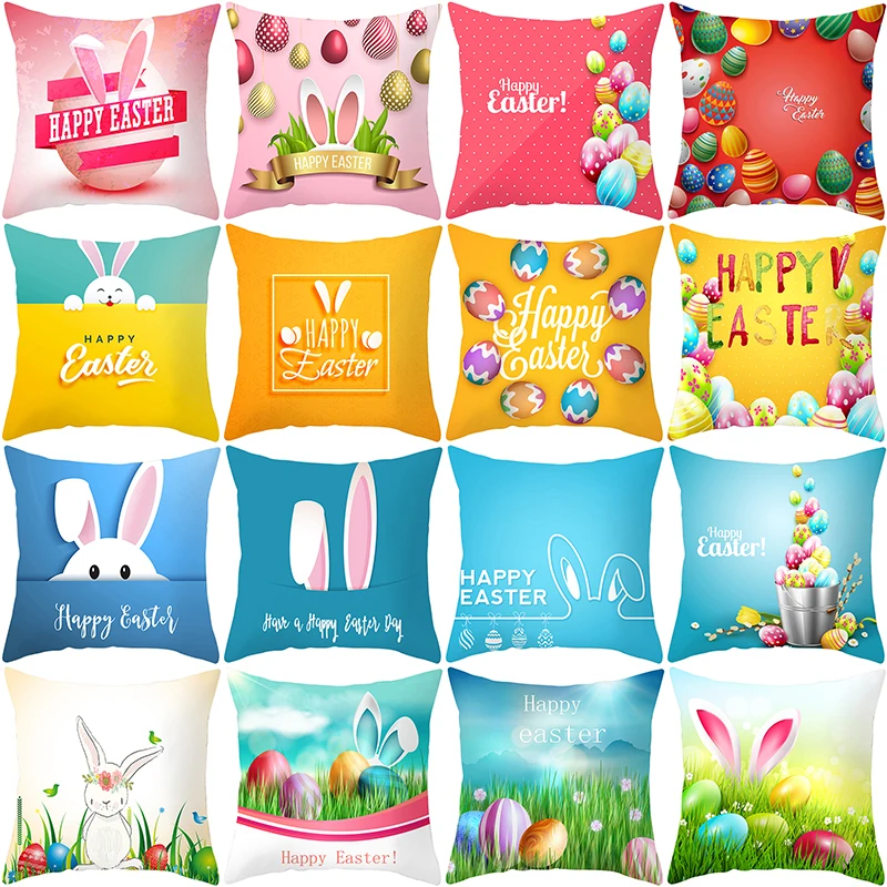 RULDGEE 1PC Easter Rabbit Print Pillow Case Polyester Sofa Car Cushion Cover Home Decor Pillow Cover Pillowcases