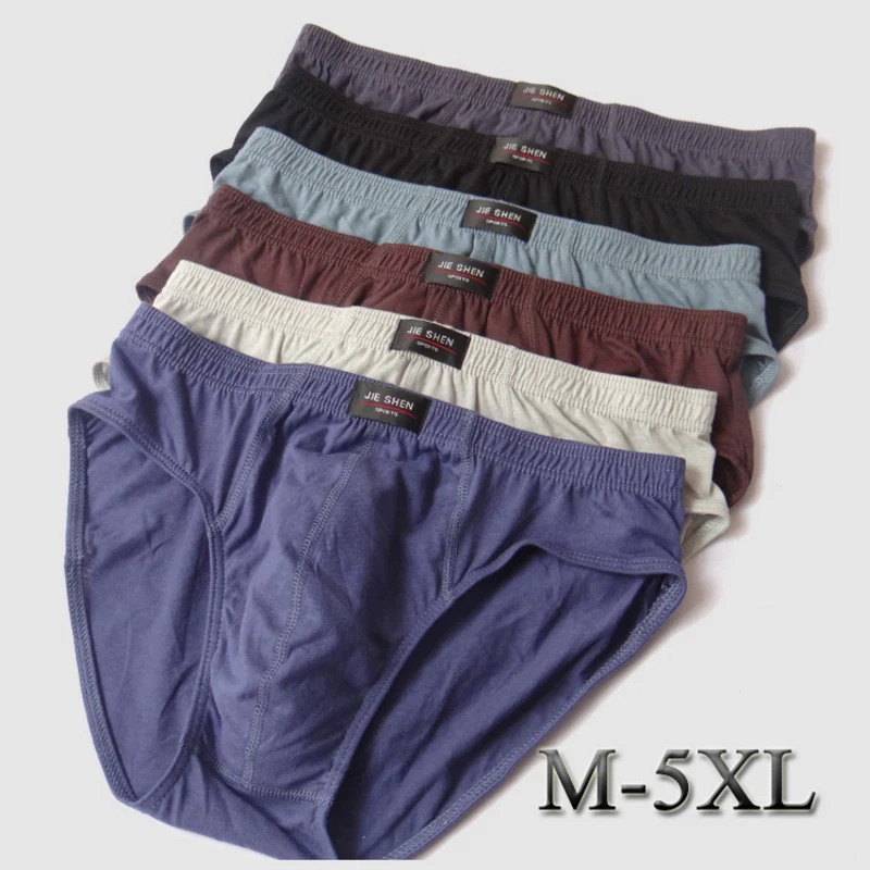 Hot sale all cotton underwear ultra-large size men\'s briefs male solid color underpants M-5XL