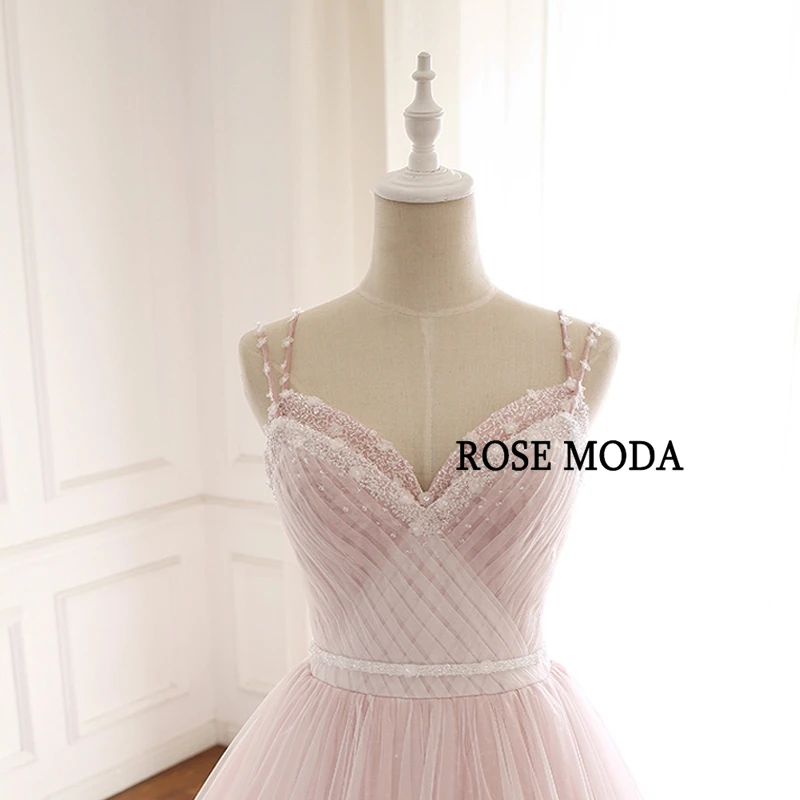 Rose Moda – magnifique robe de mariée en dentelle, Rose poussiéreux, col en V, avec fleurs, Photos réelles