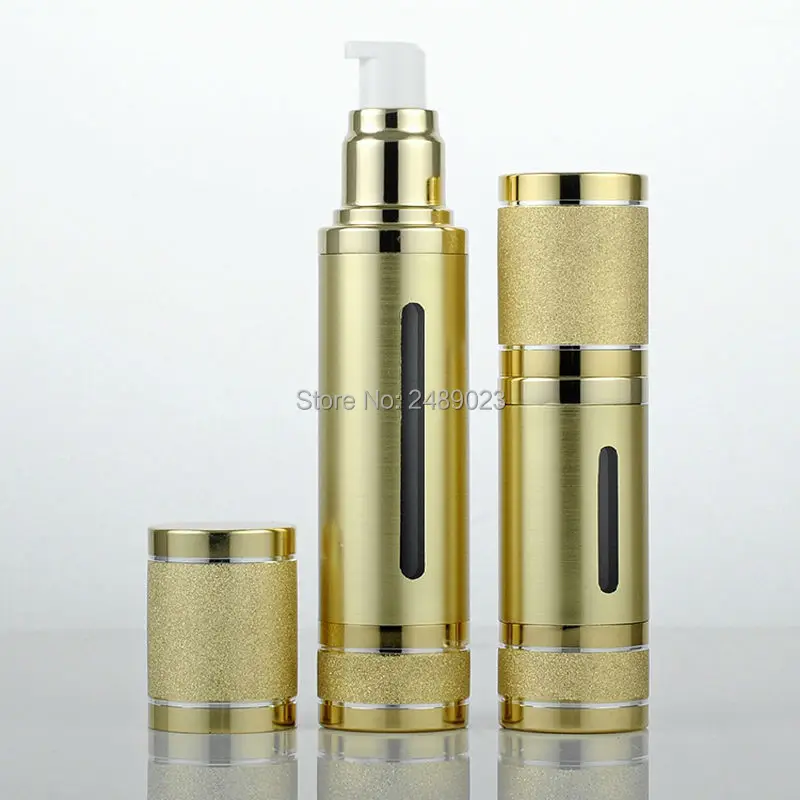 

High quality 30ml 50ml silver/Gold Airless Bottle Cosmetic Package Vacuum Pump Lotion Bottle Travel Pump Case 10pcs/lot