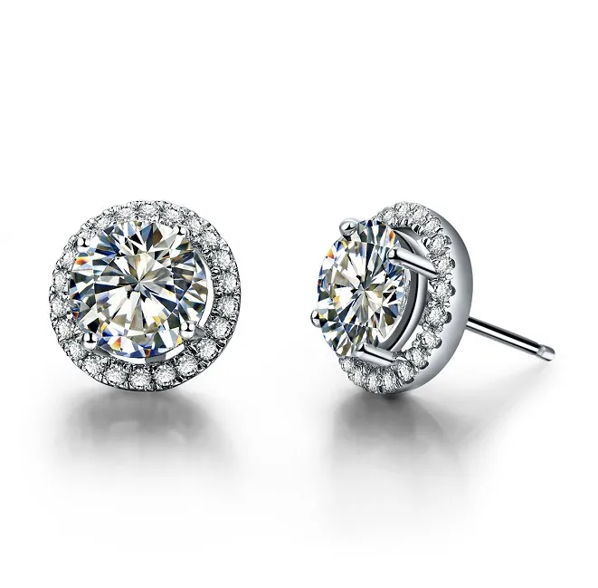 

Stunning 0.5Ct/each Tested Positive D Moissanite Diamond Stud Earrings for Women Solid 18K 750 White Gold Wedding Earrings