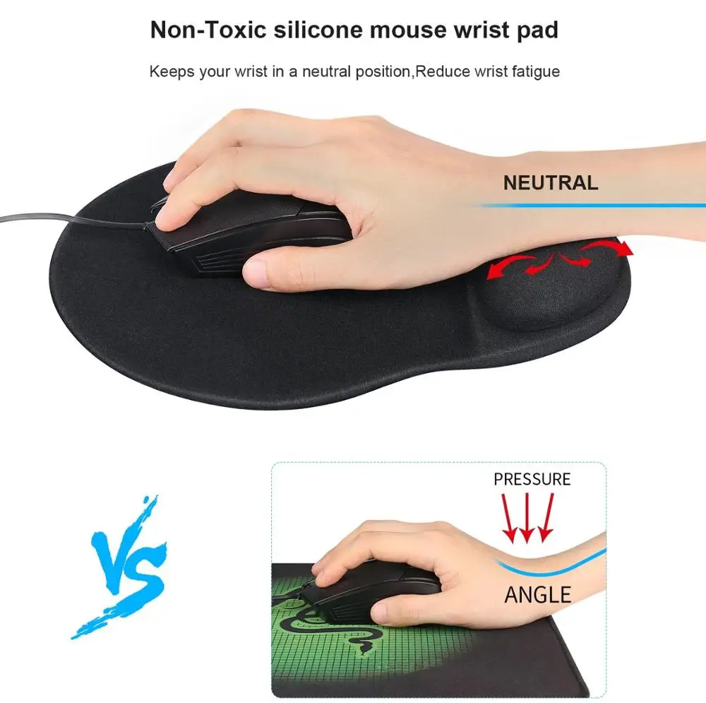 Repose-poignet avec Base antidérapante, tapis de souris ergonomique pour ordinateur portable et de bureau