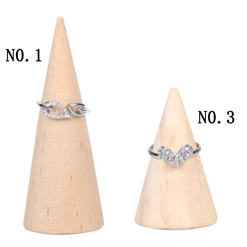 Original Wooden Conical Ring Display Stand Ring Support Ring Seat Jewelry Storage Rack Jewelry Ring Packaging Sets Display