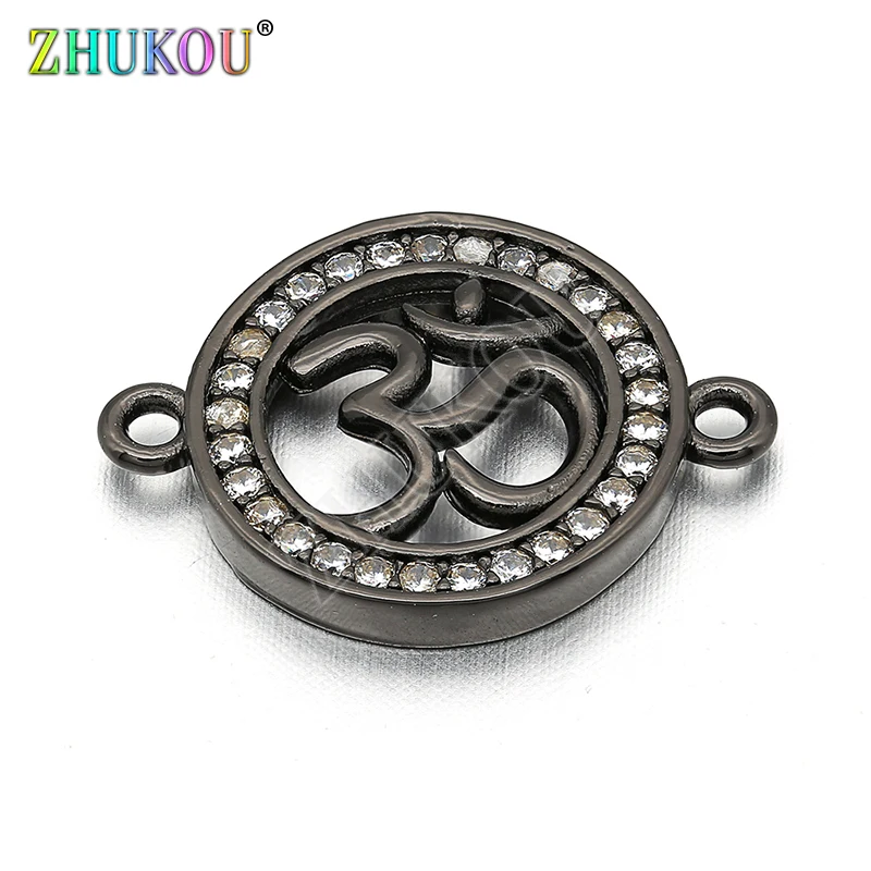 14*19mm Brass Micro Pave Cubic Zirconia Round Connectors Charms, Mixed Color, Hole: 1mm, Model:VS239