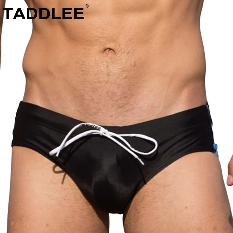 

Taddlee Brand Sexy Men's Swimwear Swimsuits Swim Boxer Briefs Surf Board Trunks Shorts Gay Penis Pouch Pad Inside WJ Black Color