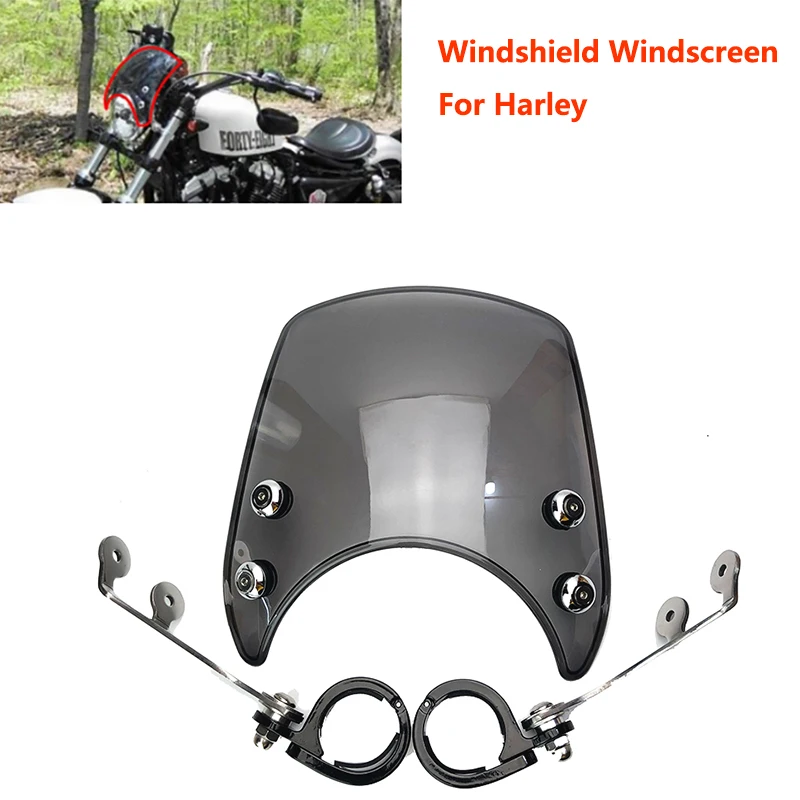 Motorcycle Adjustable Custom Compact Sport Wind Deflector Windshield Fits For  04-Up XL883 XL1200 Series Models