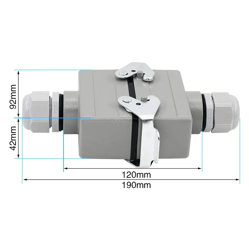 WZAZDQ HDC-HE-016-Ⅵ Rectangular Heavy Duty Connector 16 Core Butt Industrial Waterproof Aviation Socket Plug 500V 16A