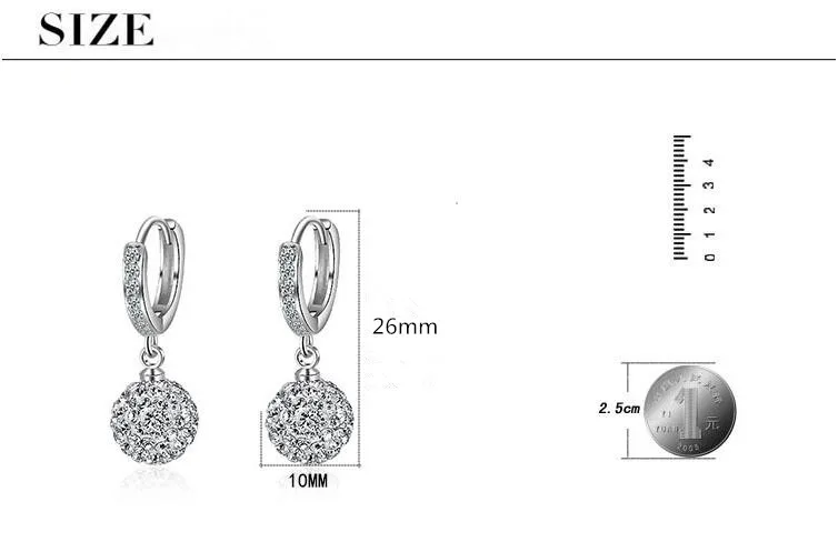 New Arrival Hot Sell Fashion Shambhala Crystal 925 Silver Needle Ladies Stud Earrings Female Jewelry Wholesale Gift