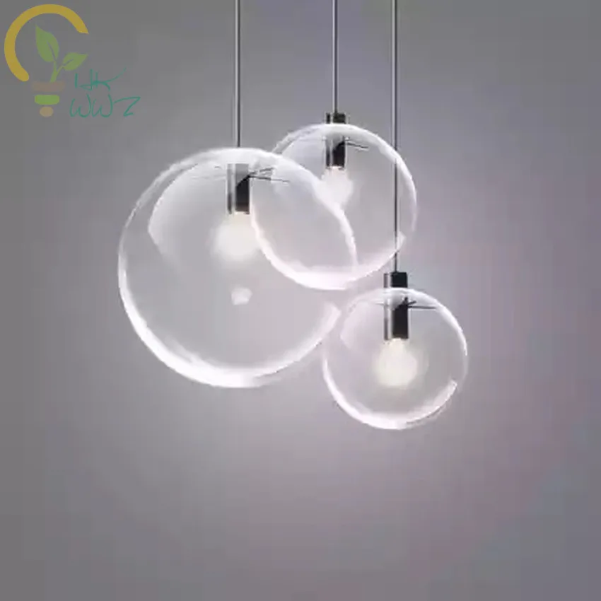 

Dia 15/20/25/30cm Glass Ball Pendant Lights Modern Creativity Restaurant Bar Single Head Hanging Lamp Simple Industrial Lighting