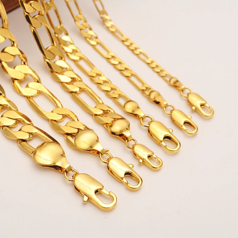 Bangrui 3mm 4mm 5mm 6mm 7mm 9mm 10mm Width Fashion Classic Yellow Color Chain Necklace braceletFashion Jewelry