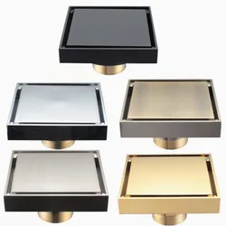 Brass Shower Drain Bathroom Floor Drain Tile Insert Square Anti-odor Floor Waste Grates 100X100 DR187